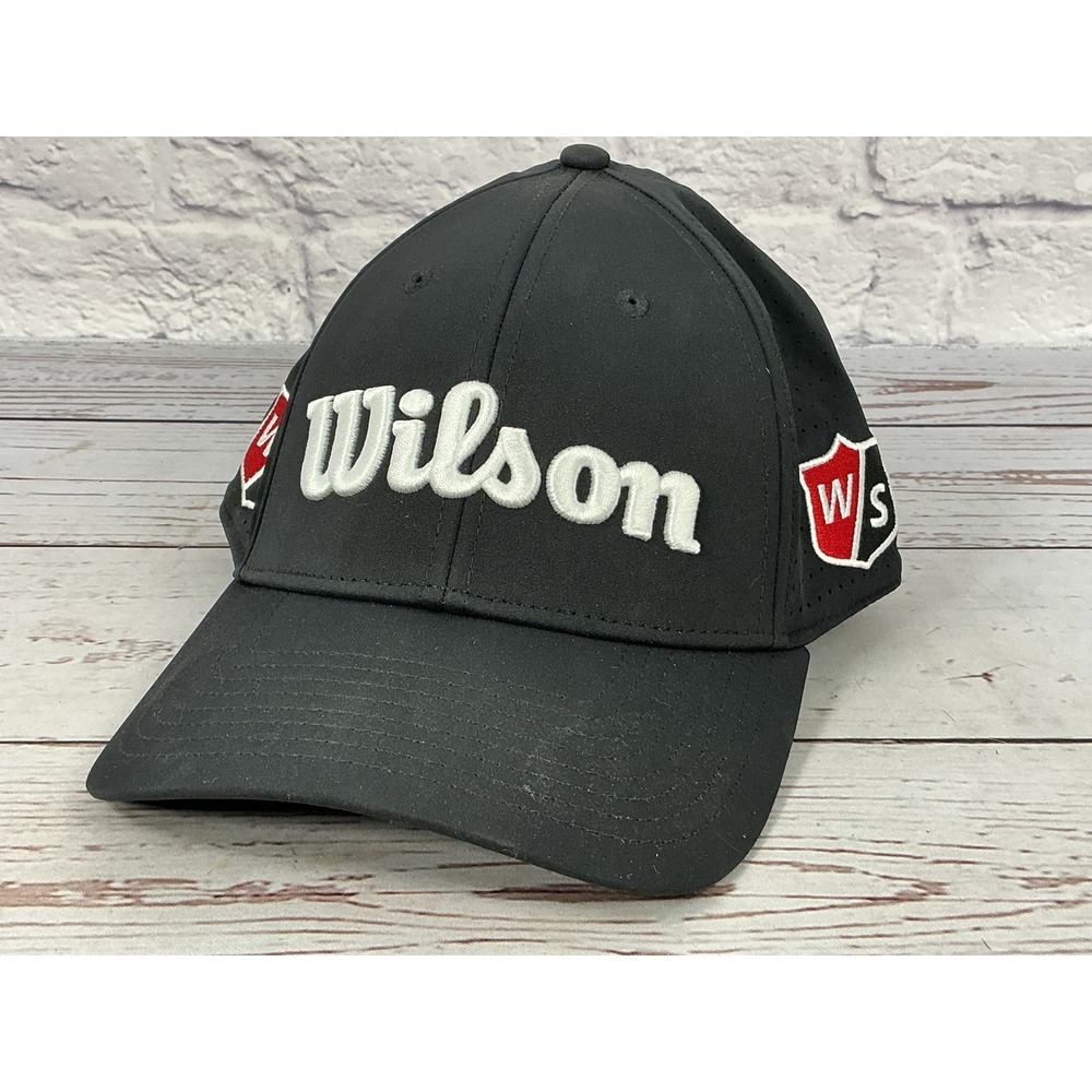 Wilson Golf Performance Hat Cap Black Adjustable Strapback WS Logo Embroidered